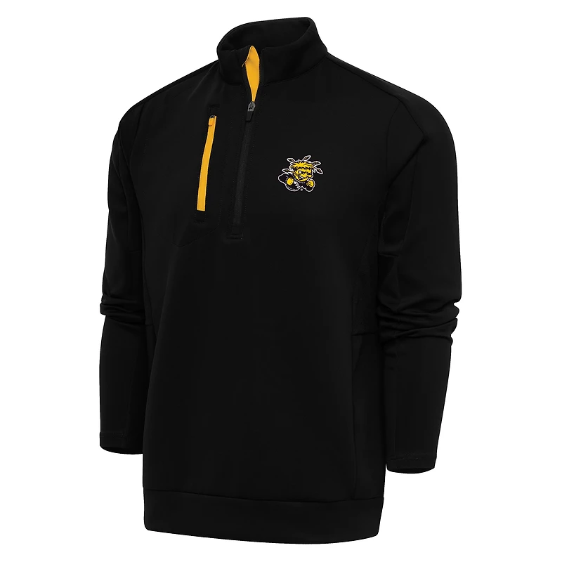 Men's Antigua  Black Wichita State Shockers Generation Quarter-Zip Pullover Top