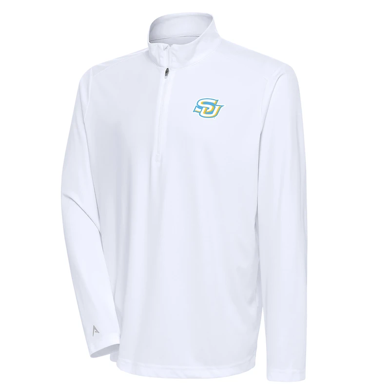 Men's Antigua White Southern University Jaguars Tribute Quarter-Zip Pullover Top