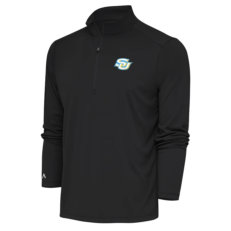 Men's Antigua  Charcoal Southern University Jaguars Tribute Quarter-Zip Pullover Top