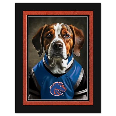 Boise State Broncos 12'' x 16'' Framed Dog In Jersey Print