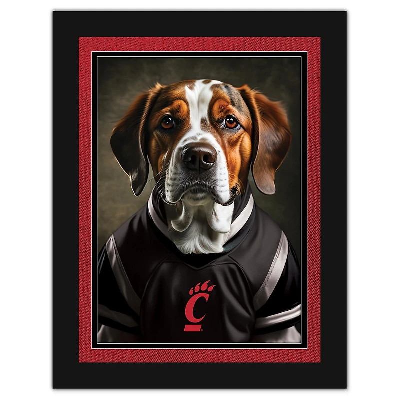 Cincinnati Bearcats 12'' x 16'' Framed Dog In Jersey Print