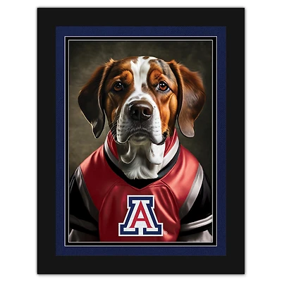 Arizona Wildcats 12'' x 16'' Framed Dog In Jersey Print