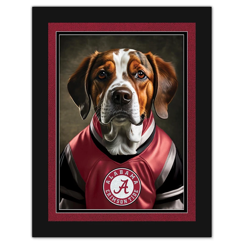 Alabama Crimson Tide 12'' x 16'' Framed Dog In Jersey Print