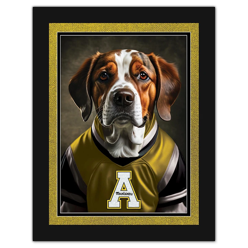 Appalachian State Mountaineers 12'' x 16'' Framed Dog In Jersey Print