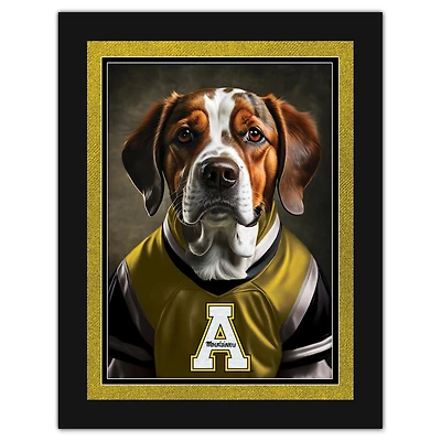 Appalachian State Mountaineers 12'' x 16'' Framed Dog In Jersey Print