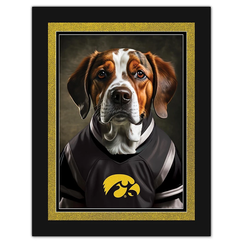Iowa Hawkeyes 12'' x 16'' Framed Dog In Jersey Print