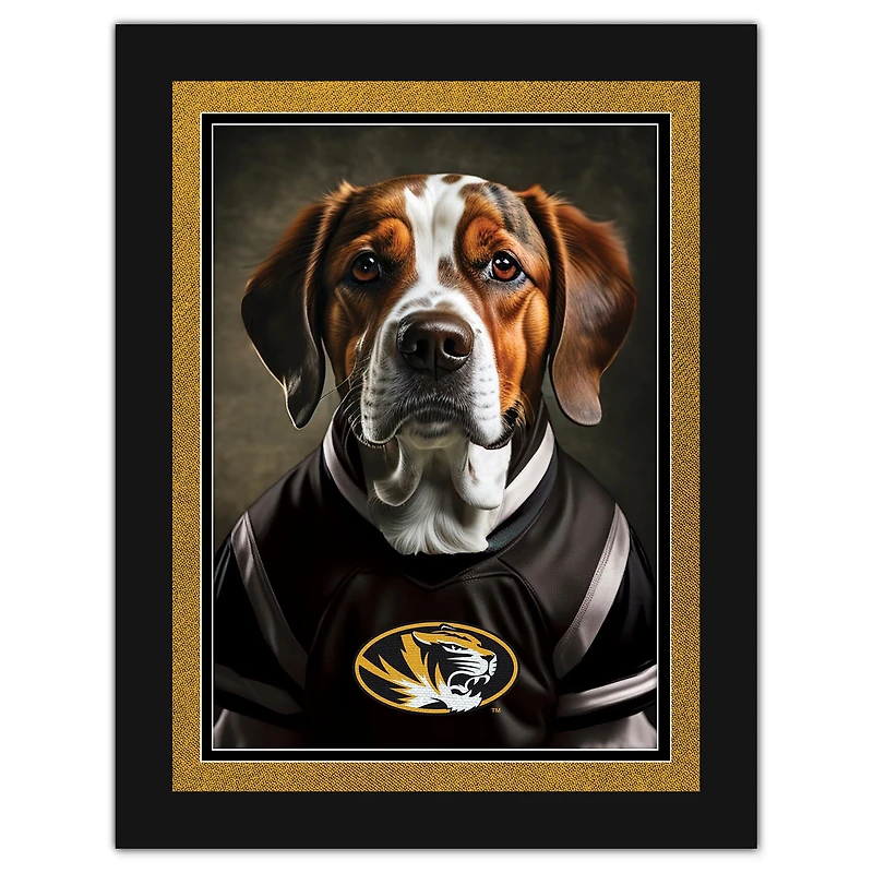 Missouri Tigers 12'' x 16'' Framed Dog In Jersey Print