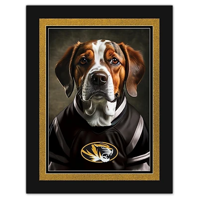Missouri Tigers 12'' x 16'' Framed Dog In Jersey Print