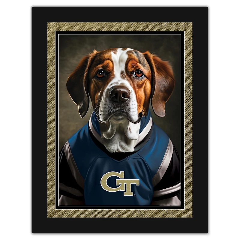 Georgia Tech Yellow Jackets 12'' x 16'' Framed Dog In Jersey Print