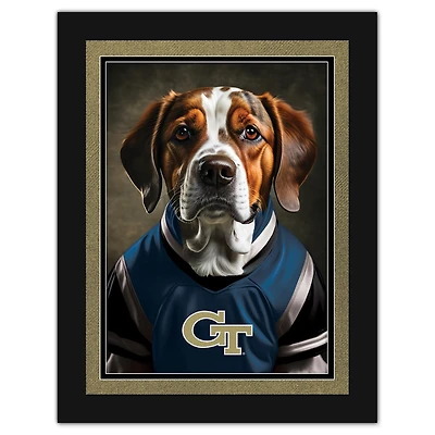 Georgia Tech Yellow Jackets 12'' x 16'' Framed Dog In Jersey Print