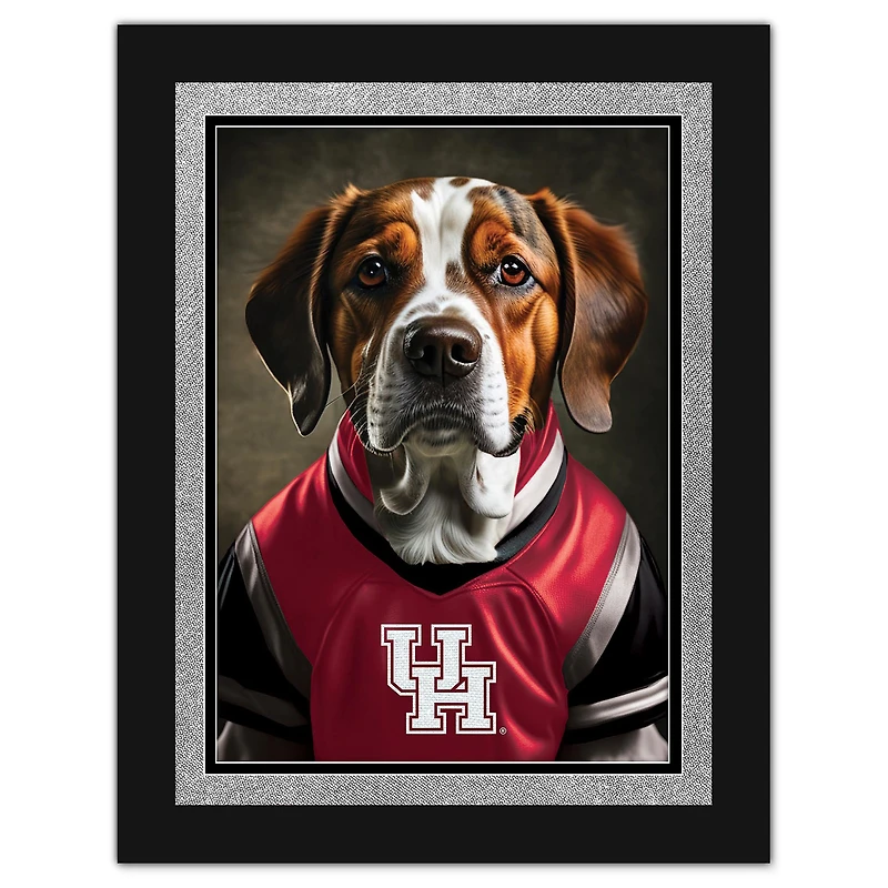 Houston Cougars 12'' x 16'' Framed Dog In Jersey Print