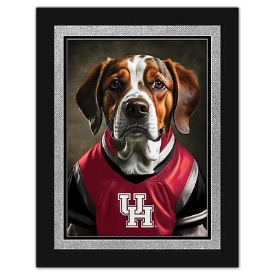 Houston Cougars 12'' x 16'' Framed Dog In Jersey Print