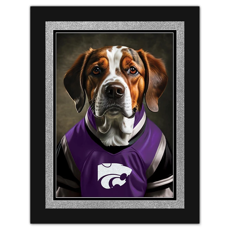 Kansas State Wildcats 12'' x 16'' Framed Dog In Jersey Print