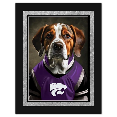 Kansas State Wildcats 12'' x 16'' Framed Dog In Jersey Print