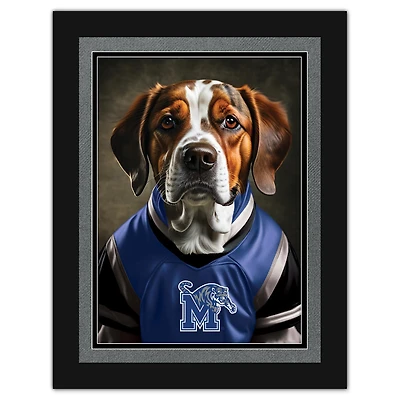 Memphis Tigers 12'' x 16'' Framed Dog In Jersey Print