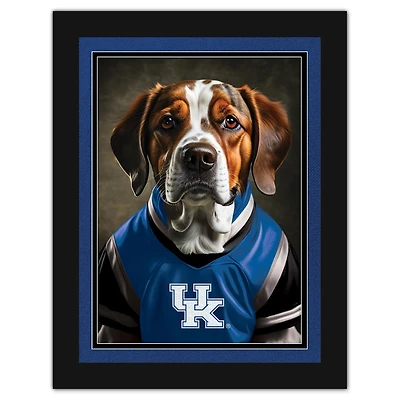Kentucky Wildcats 12'' x 16'' Framed Dog In Jersey Print
