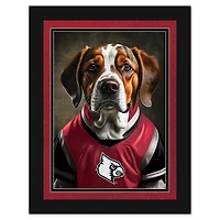 Louisville Cardinals 12'' x 16'' Framed Dog In Jersey Print