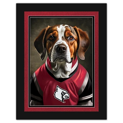 Louisville Cardinals 12'' x 16'' Framed Dog In Jersey Print