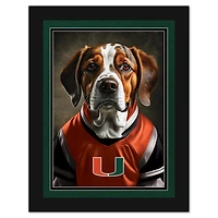 Miami Hurricanes 12'' x 16'' Framed Dog In Jersey Print