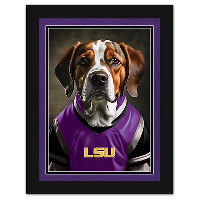 LSU Tigers 12'' x 16'' Framed Dog In Jersey Print