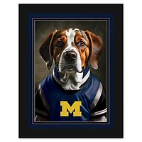 Michigan Wolverines 12'' x 16'' Framed Dog In Jersey Print
