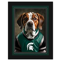 Michigan State Spartans 12'' x 16'' Framed Dog In Jersey Print