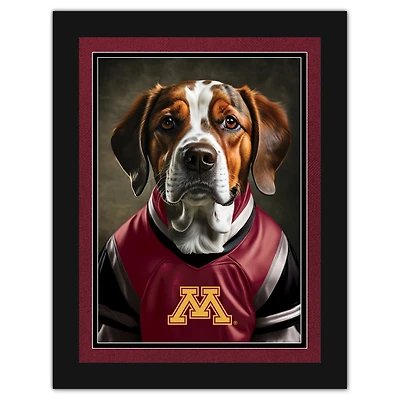 Minnesota Golden Gophers 12'' x 16'' Framed Dog In Jersey Print