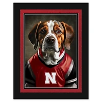Nebraska Huskers 12'' x 16'' Framed Dog In Jersey Print