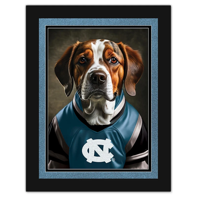 North Carolina Tar Heels 12'' x 16'' Framed Dog In Jersey Print