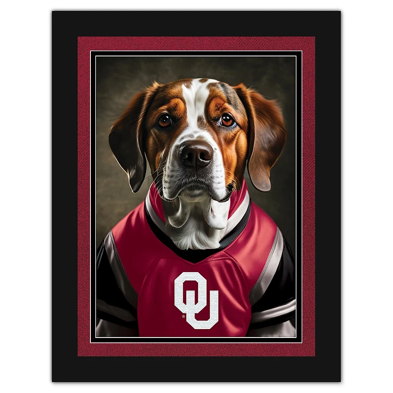 Oklahoma Sooners 12'' x 16'' Framed Dog In Jersey Print