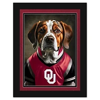 Oklahoma Sooners 12'' x 16'' Framed Dog In Jersey Print