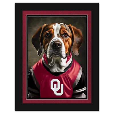 Oklahoma Sooners 12'' x 16'' Framed Dog In Jersey Print