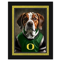 Oregon Ducks 12'' x 16'' Framed Dog In Jersey Print