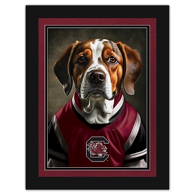 South Carolina Gamecocks 12'' x 16'' Framed Dog In Jersey Print