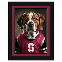 Stanford Cardinal 12'' x 16'' Framed Dog In Jersey Print