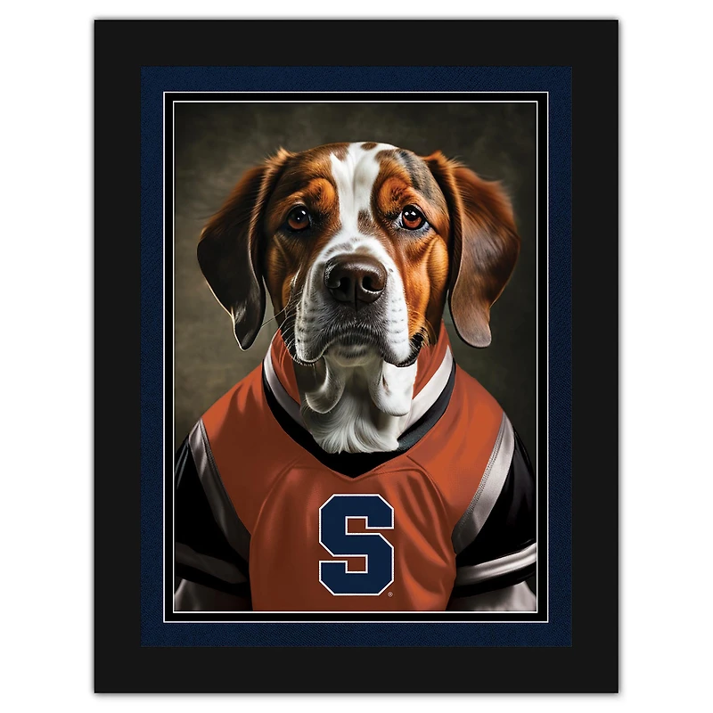 Syracuse Orange 12'' x 16'' Framed Dog In Jersey Print