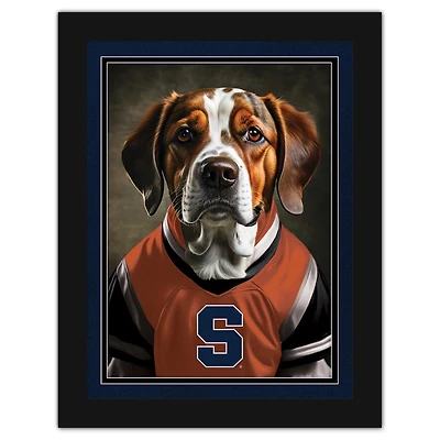 Syracuse Orange 12'' x 16'' Framed Dog In Jersey Print