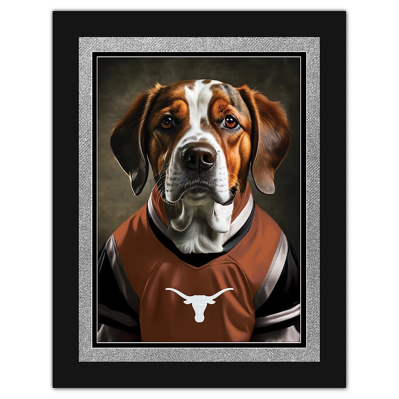 Texas Longhorns 12'' x 16'' Framed Dog In Jersey Print