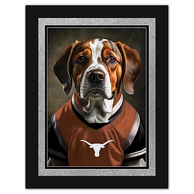 Texas Longhorns 12'' x 16'' Framed Dog In Jersey Print