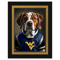 West Virginia Mountaineers 12'' x 16'' Framed Dog In Jersey Print