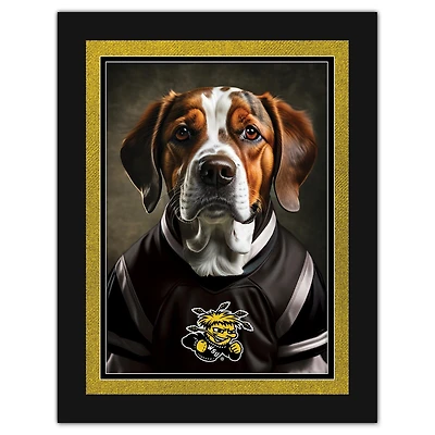 Wichita State Shockers 12'' x 16'' Framed Dog In Jersey Print