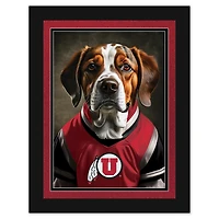 Utah Utes 12'' x 16'' Framed Dog In Jersey Print