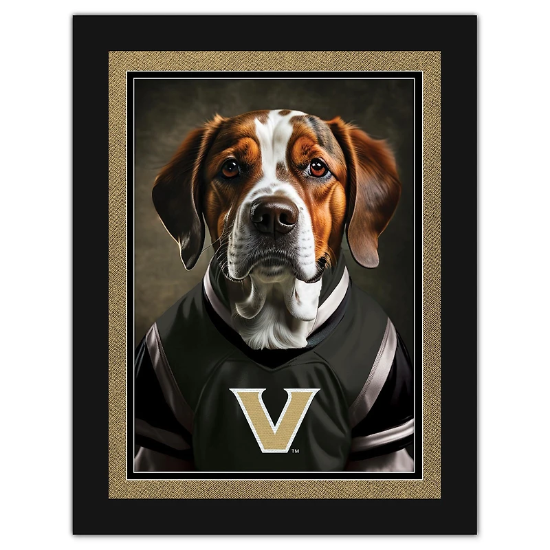 Vanderbilt Commodores 12'' x 16'' Framed Dog In Jersey Print