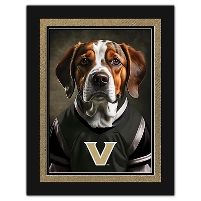 Vanderbilt Commodores 12'' x 16'' Framed Dog In Jersey Print
