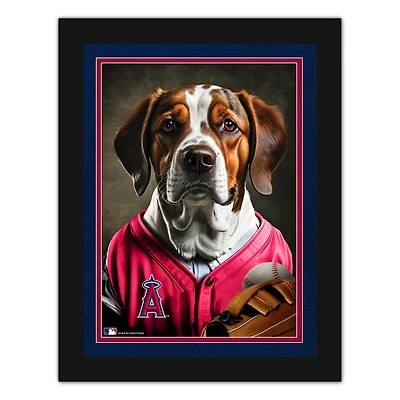 Los Angeles Angels 12'' x 16'' Framed Dog In Jersey Print