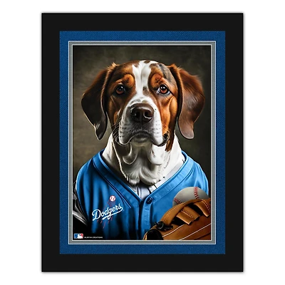 Los Angeles Dodgers 12'' x 16'' Framed Dog In Jersey Print