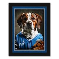 Los Angeles Dodgers 12'' x 16'' Framed Dog In Jersey Print