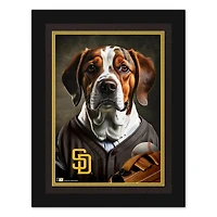 San Diego Padres 12'' x 16'' Framed Dog In Jersey Print