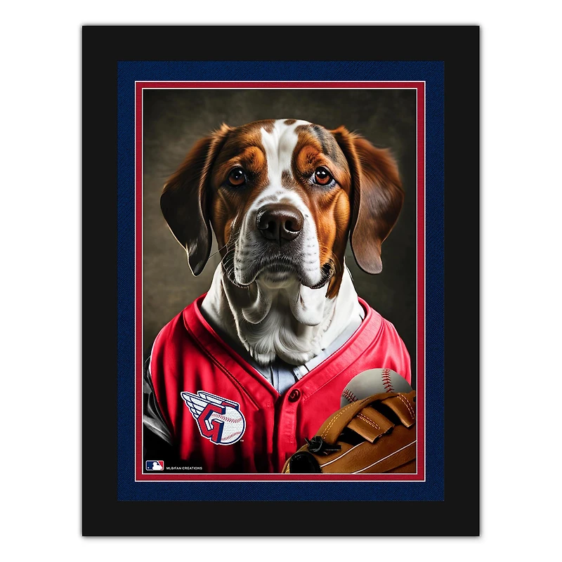 Cleveland Guardians 12'' x 16'' Framed Dog In Jersey Print