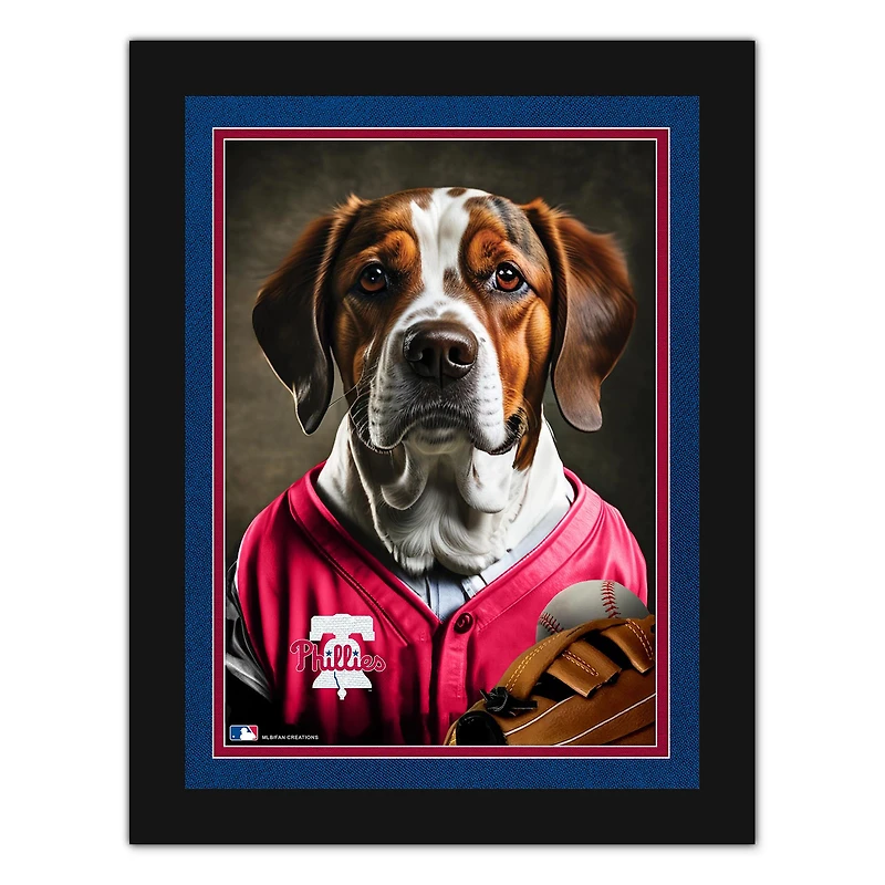 Philadelphia Phillies 12'' x 16'' Framed Dog In Jersey Print
